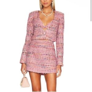 NWT For Love And Lemons Dionne Pink Tweed Skirt Set💕